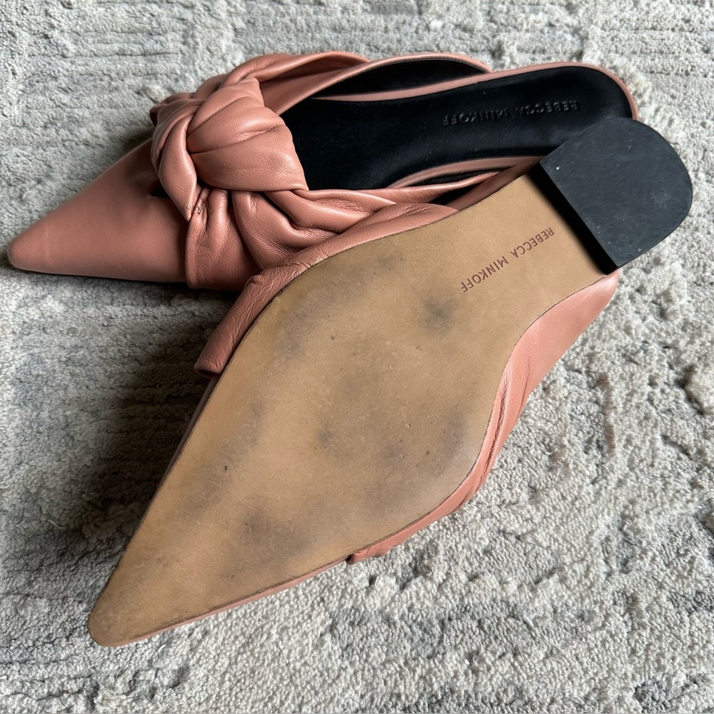 Rebecca Minkoff Coretta Blush Mauve Pink Leather Mules Size 7.5 - Picture 7 of 7